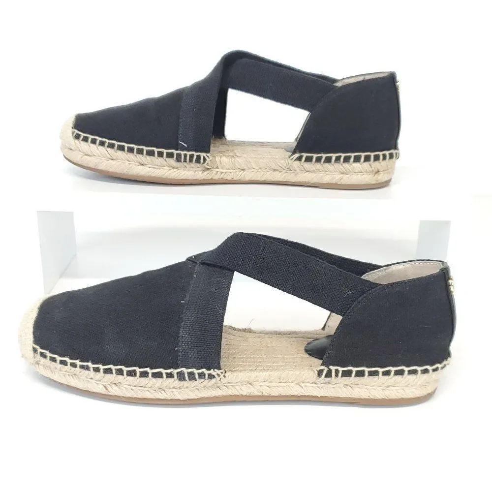 Michael Kors Dana Elastic Crisscross Black Canvas Espadrilles Shoes